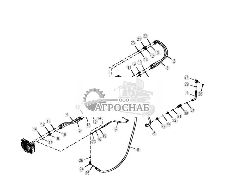 Трубопроводы главной гидравлической системы, стандартные органы управления, 6WD - ST879609 252.jpg